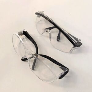 2 pcs Clear Lens Safety Goggles Glass Work Lab Protective Chemical Over Glasses